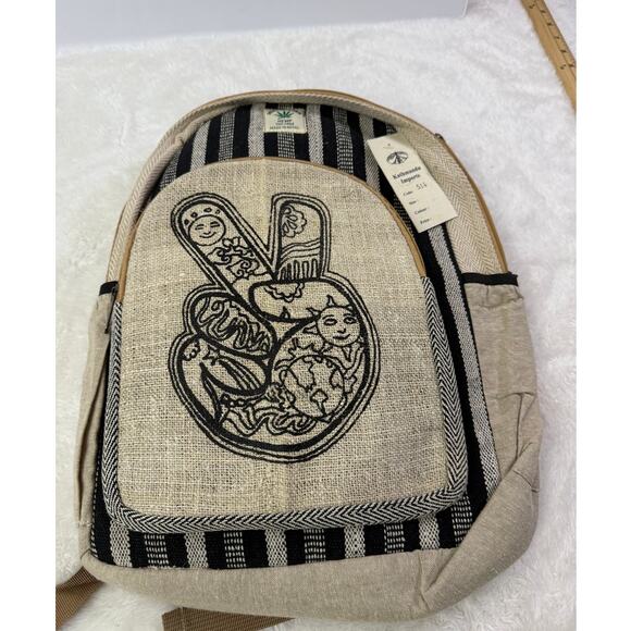 Hemp Peace Backpack Kathmandu Imports Made in Nepal - Picture 1 of 6